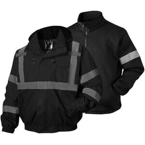 New 3-in-1 High Visibility Winter Bomber Jackets Zip Out Fleece Liner